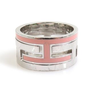 Herm&egrave;s Silver Pink Enamel Silver 925 Band Ring (Pre-Owned)