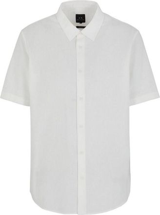 A|X Armani Exchange Herenoverhemd met puntkraag, normale pasvorm (Gebroken wit)