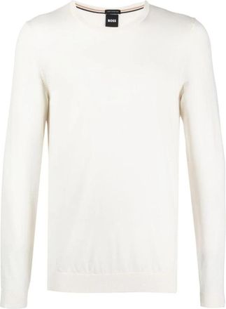 HUGO BOSS Sueter Leno Natural Cuello Redondo - Heren - Ronde hals truien - Wit - 2XL - Truien & Vesten