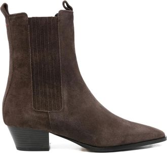 Aeyde Su&egrave;de Leren Moka Stijlvolle Schoenen - Dames - Cowboylaarzen - Bruin - 37 EU - Su&egrave;de - Schoenen