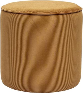 Miliboo Puf Redondo De Terciopelo Acanalado Amarillo Curry D40 Cm Paul