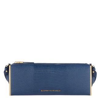 Elisabetta Franchi Tassen, Dames, Blauw, ONE Size, Schoudertas met slangenprint