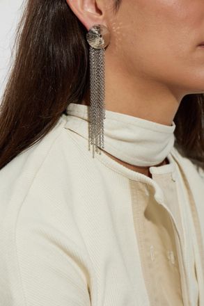 Christophe Lemaire Brass Earring With Tassels, Womens, Silver