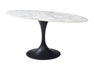 Vente-Unique Mesa de comedor para 8 personas de cer&aacute;mica y metal negro - Efecto m&aacute;rmol blanco - ELVA de Maison C&eacute;phy