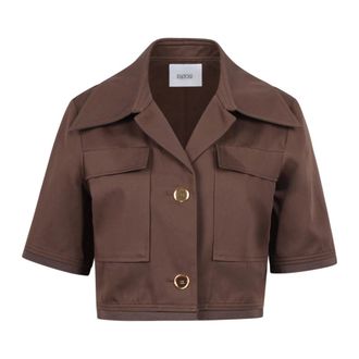 Patou Light Jackets, female, Brown, Size: S Cotton Gabardine Short Jacket