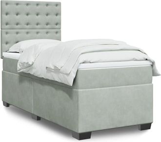vidaXL Vidaxl - Cama Box Spring Con Colch&oacute;n Terciopelo Gris Claro 90x190 Cm