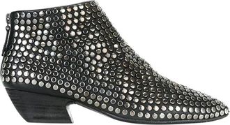 Mars&egrave;ll Black Leather Studded Pointed Toe Boots Size 37