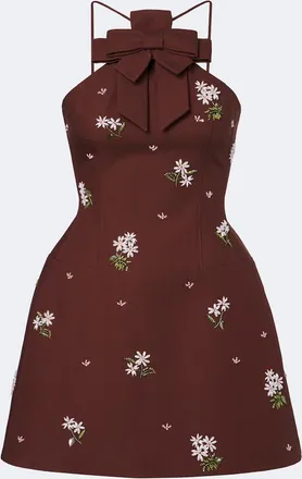 Shushu/Tong Embellished halterneck cotton minidress