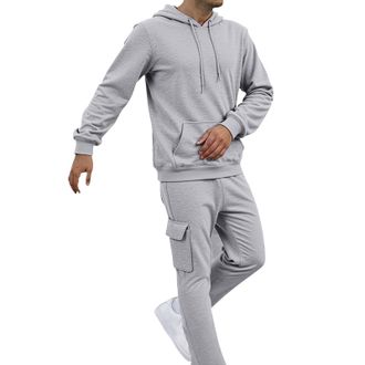 Generic Mens Tracksuit Full Set Long Sleeve Hooded Sweatshirt and Sweatpants Set Sports Gym Hoodie Joggers Sets 2 Piece Fashion Sweatsuits for Men Sport Set S