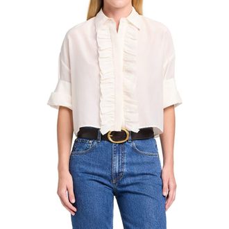 TWP Next Ex Ruffle Crop Shirt in Ivory at Nordstrom, Size X-Small