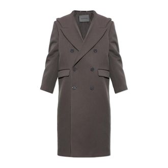 Balenciaga Wollen jas met capuchon - Heren - Mantels - Grijs - Maat: L Wol