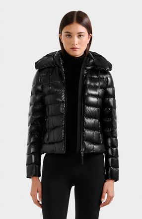 Rudsak Melissa Glossy Lightweight Down Puffer in Black at Nordstrom, Size X-Small