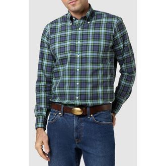 Sid Mashburn Slim Fit Button-Down Shirt in Navy/Blue/Yellow Tartan at Nordstrom Rack, Size Xx-Large
