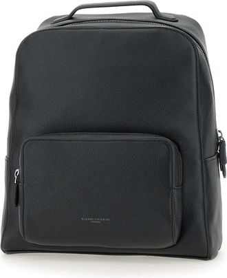 Gianni Chiarini Tassen, Heren, Zwart, ONE Size, Zwarte leren rugzak met ritssluiting