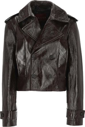 Gucci Leren jack met dubbele rij knopen - Bruin