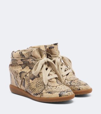 Isabel Marant Bobby snake-effect leather wedge sneakers