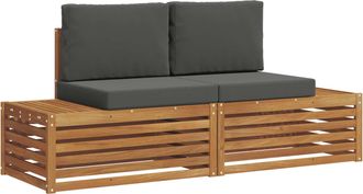 vidaXL 2 Uds. Conjunto De Sof&aacute;s De Exterior Natural Y Antracita Vidaxl