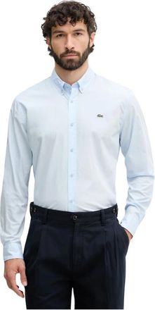 Lacoste Regular Fit Stretch Poplin Shirt - Heren - Zakelijke Overhemden - Blauw - 4XL - Katoen - Overhemden