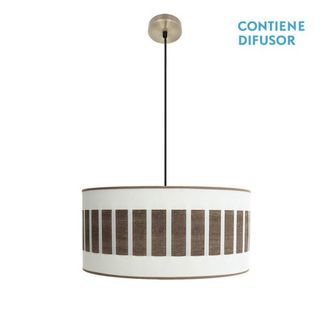 Fabrilamp Fabrilamp - Colgante Ivanna 2xe27 Cuero/blanco-madera Oscura Regx50x50 Cm