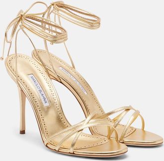 Manolo Blahnik Leva 105 metallic leather sandals