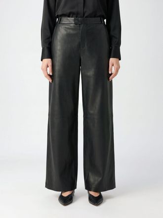 Arma Pantaloni wide leg in pelle di agnello liscia a vita media