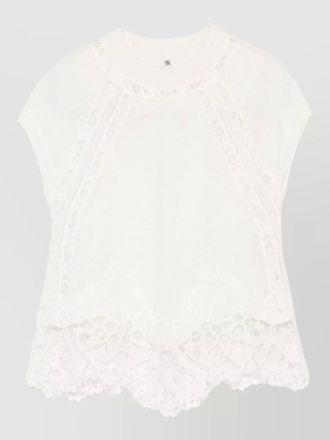 Ermanno Scervino cashmere lace-trim high-neck short-sleeve knitted top
