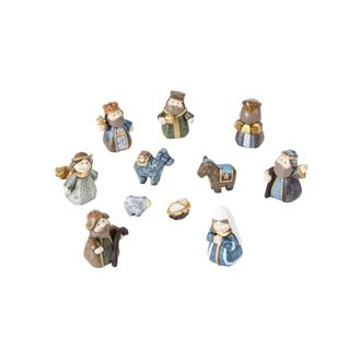 SIA D&eacute;co Nacimiento navide&ntilde;o decorativo en resina azul y dorado H6