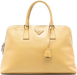 Prada Borsa a tracolla Lux Promenade grande in pelle Saffiano 2021-2025 - Giallo