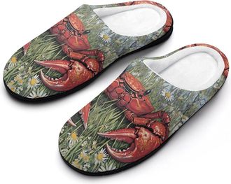 Generic Crabs in The Daisy Flowers Slippers Men Winter Warm Cotton Anti-Slip Indoor Slip-Ons House Shoes