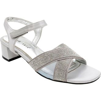 David Tate Holiday Ankle Strap Sandal in Silver Satin at Nordstrom Rack, Size 7