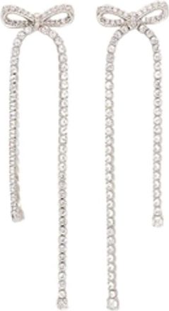 Self Portrait Earrings, female, Gray, Size: ONE SIZE Crystal Bow Droplet Earrings