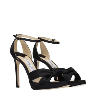 Jimmy Choo London Satin Platform Heel Sandal - Black