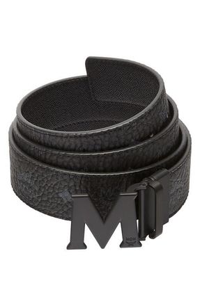 MCM Claus M Reversible Belt 1.75 in Visetos in Black at Nordstrom