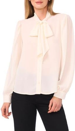 Ted Baker Tie Neck Top in Vanilla Ice at Nordstrom Rack, Size X-Small