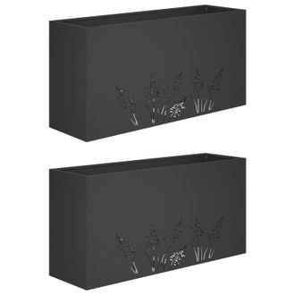 vidaXL Macetero De Jard&iacute;n 2 Uds. Negro 100 X 20 X 49 Cm Vidaxl