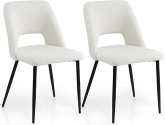 Costway Costway - Juego De 2 Sillas De Comedor, Taburetes De Bar Con Altura De Mostrador De 2 Piezas, Silla Tapizada Moderna Con Patas De Metal Con Respaldo H