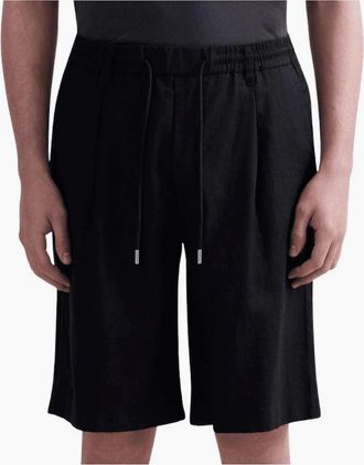 Replay Mens Regular Fit Black Linen Shorts