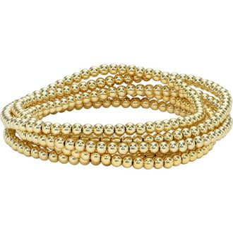 Zoe Lev Jewelry Set of 5 Stretch Beaded Bracelets in Yellow Gold at Nordstrom