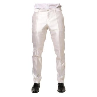 Dolce & Gabbana Chinos, male, White, Size: L Silk Satin Dress Formal Trouser Pants