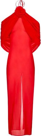 Magda Butrym Elegante Lange Jurk met Halternek - Dames - Maxi kleedjes - Rood - XS - Kleedjes