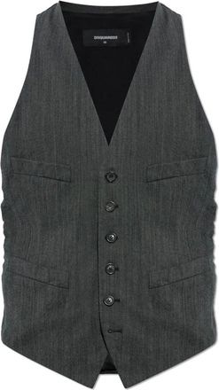 Dsquared2 Jassen, Heren, Grijs, S, Katoen, Gilet van gecombineerde materialen