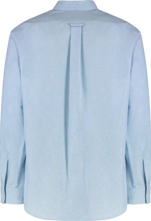 Celine Mens Loose Cotton Chambray Shirt Light Blue