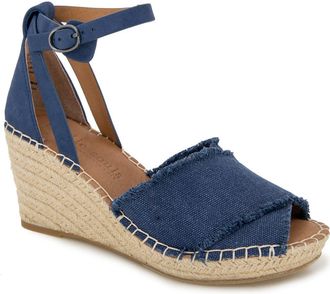 Gentle Souls Charli X Wedge Sandal in Navy Canvas at Nordstrom, Size 6.5