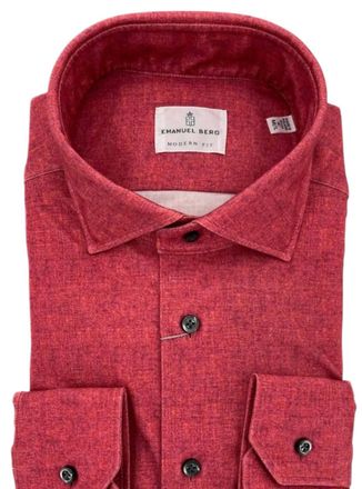 Emanuel Berg Mens Modern 4Flex Stretch Knit Shirt In Medium Red