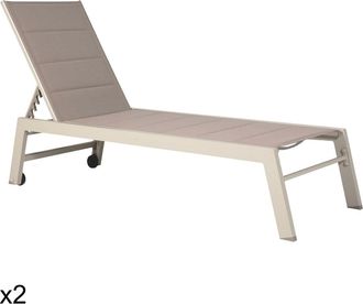 Happy Garden Lote de 2 tumbonas en textileno topo y aluminio topo