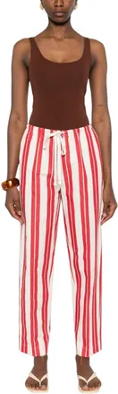 Forte_Forte Red Striped drawstring trousers