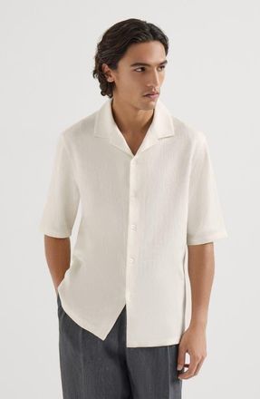 Brunello Cucinelli Short sleeve shirt in Off-White at Nordstrom, Size Xxx-Large Eu