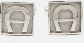 Aigner Logo Silver Tone Cufflinks