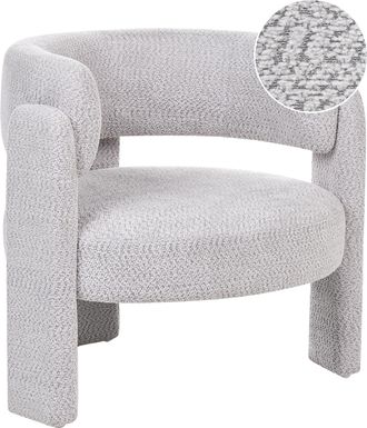 Beliani Sill&oacute;n Tapizado En Chenilla Con Respaldo Curvo Asiento Moderno Escandinavo Gris Claro Burea