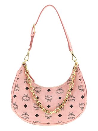 MCM Pink Aren Crescent Shoulder Bag